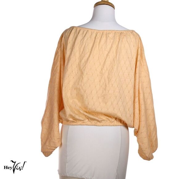 Vintage Pullover Top Full Dolman Sleeves Peach w Diamond Design Large - Hey Viv - Picture 3 of 6